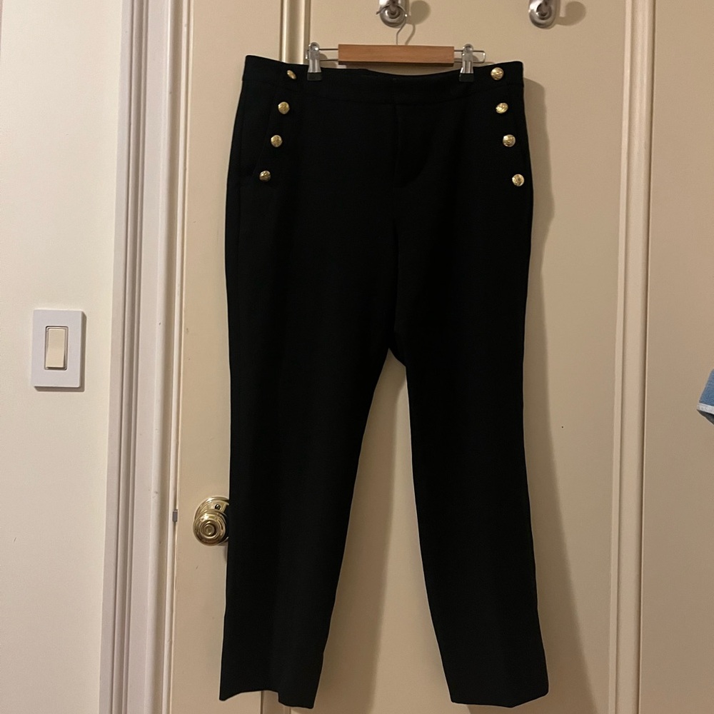 Banana Republic Black Pants with Gold Button Accents